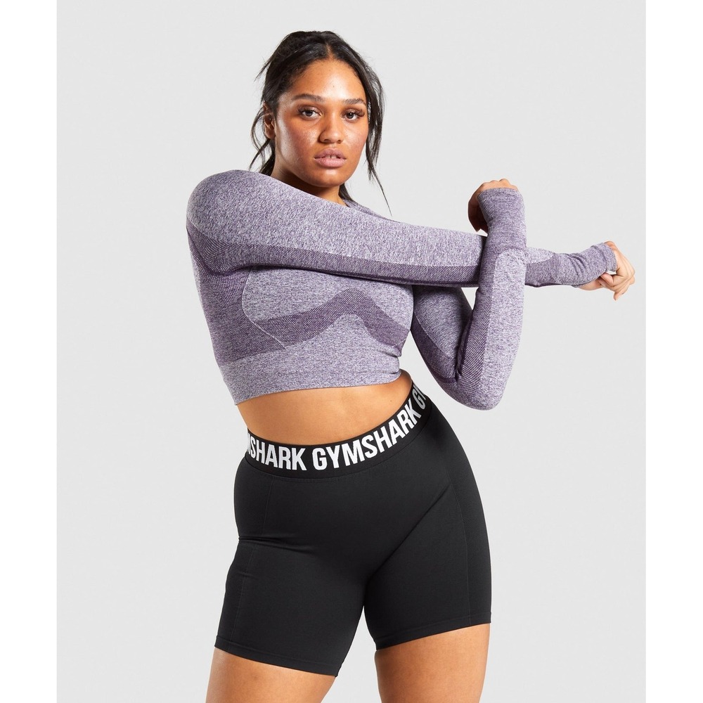 Gymshark Vital Seamless Long Sleeve Crop Top Purple Marl GLCT4249-RPM-S Small